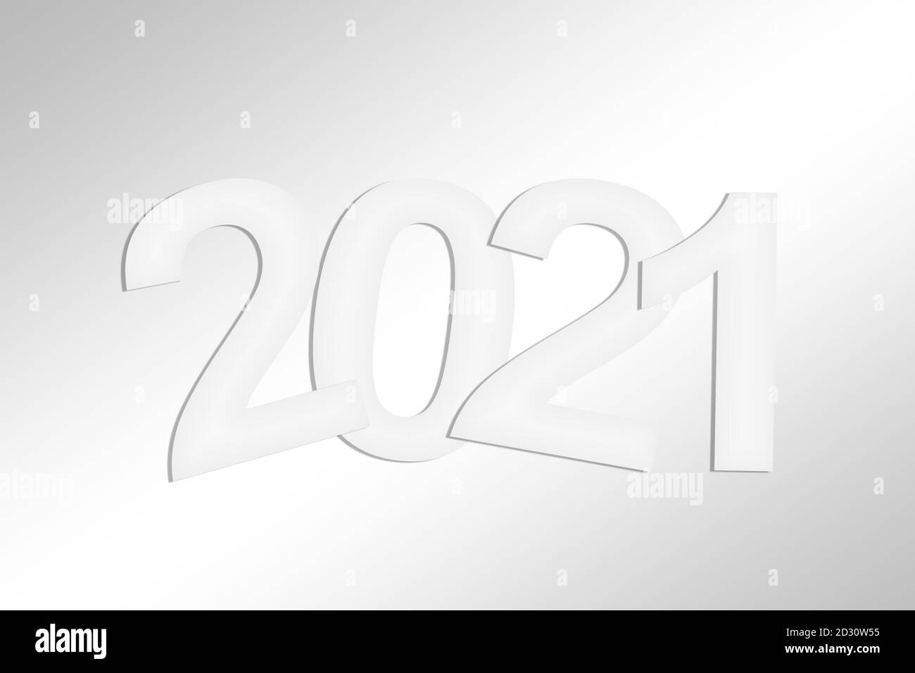 2021 minimal Grußkarte mit weißem Papier geschnitten Stockfoto