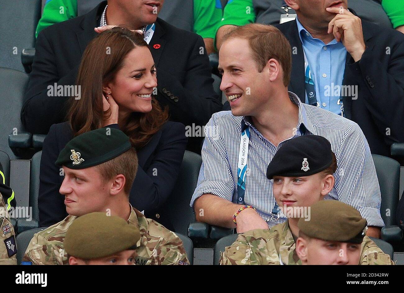 Duke and Duchess of Cambridge im Hampden Park, während der Commonwealth Games 2014 in Glasgow. Stockfoto