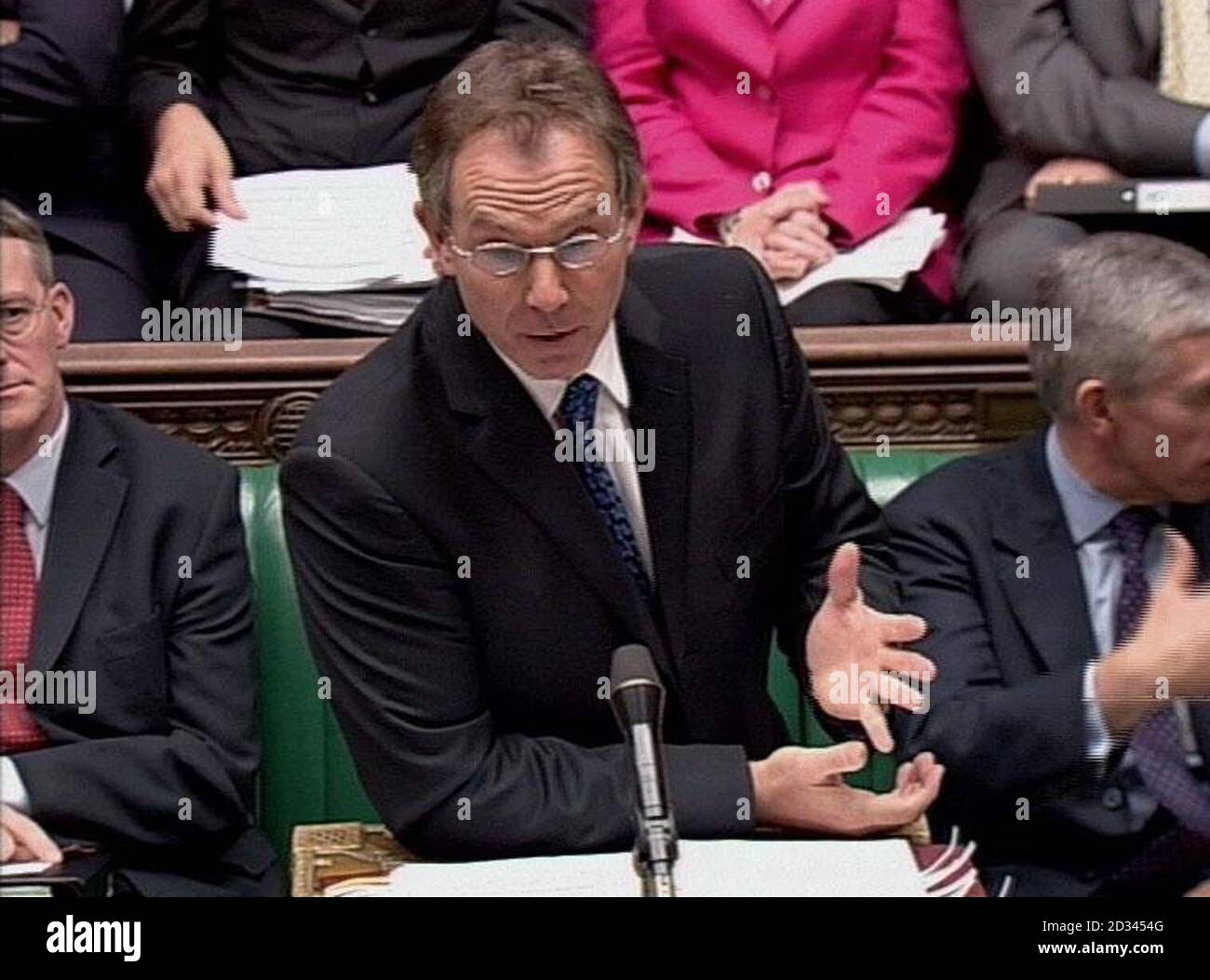 EPA Exclusive - der britische Premierminister Tony Blair während der wöchentlichen Fragestunde im Unterhaus, London. Stockfoto