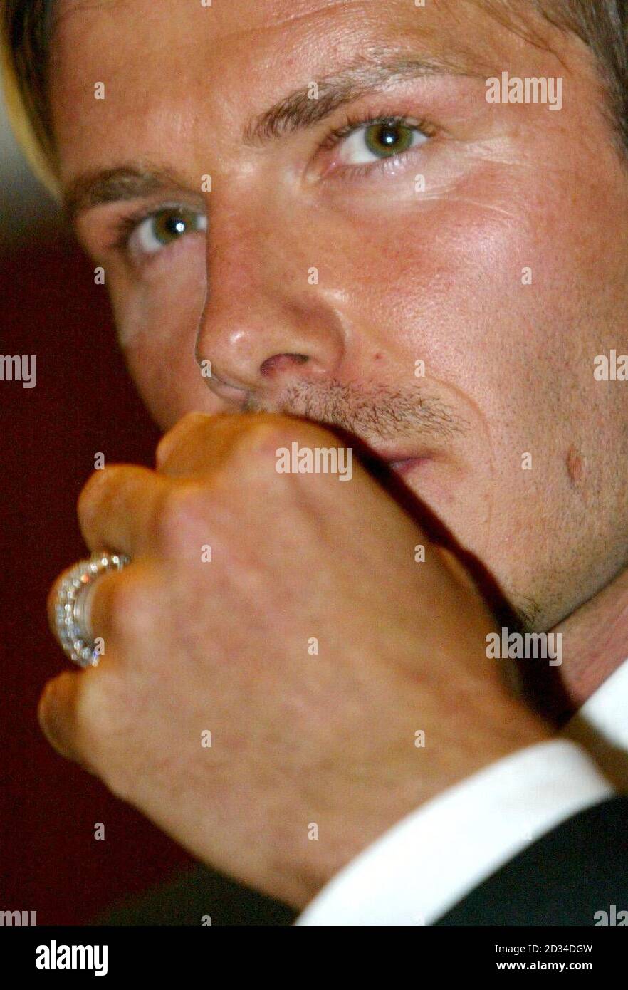 England Kapitän David Beckham während einer Pressekonferenz. Stockfoto