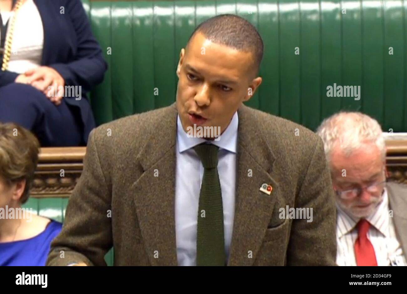 Schatten Defence Secretary Clive Lewis spricht im House Of Commons in London während einer Debatte darüber, ob die Trident nukleare Abschreckung zu erneuern. Stockfoto