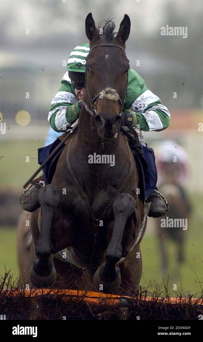 Kayceecee, geritten von Richard Johnson, gewinnt einen Sieg vom Totejackpot Novices' Handicap-Hürdenrennen auf der Warwick-Rennbahn, Warwick, Samstag, 14. Januar 2006. DRÜCKEN Sie VERBANDSFOTO. Bildnachweis sollte lauten: PA Stockfoto