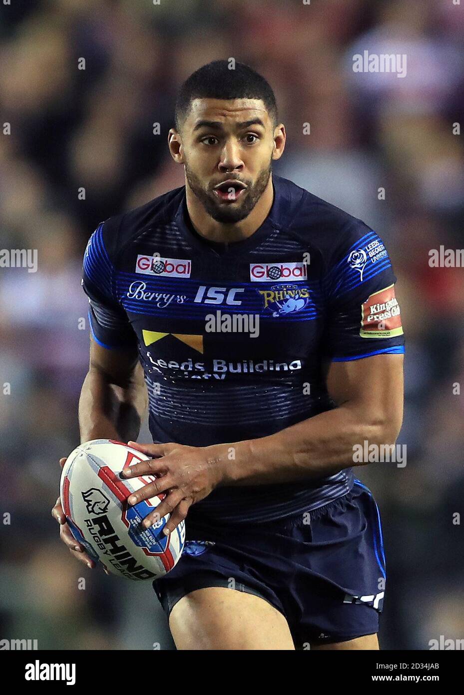 Leeds Rhinos Kallum Watkins während des Super League-Spiels im Leigh Sports Village. DRÜCKEN Sie VERBANDSFOTO. Bilddatum: Freitag, 17. Februar 2017. Siehe PA Story RUGBYL Leigh. Bildnachweis sollte lauten: Tim Goode/PA Wire. EINSCHRÄNKUNGEN: Nur für redaktionelle Zwecke. Keine kommerzielle Nutzung. Stockfoto