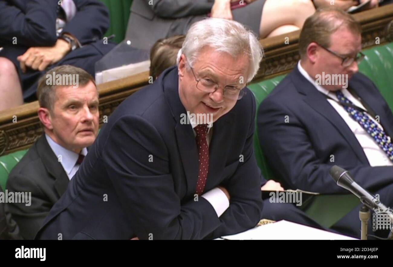 Brexit-Sekretär David Davis spricht im Londoner Unterhaus. Stockfoto