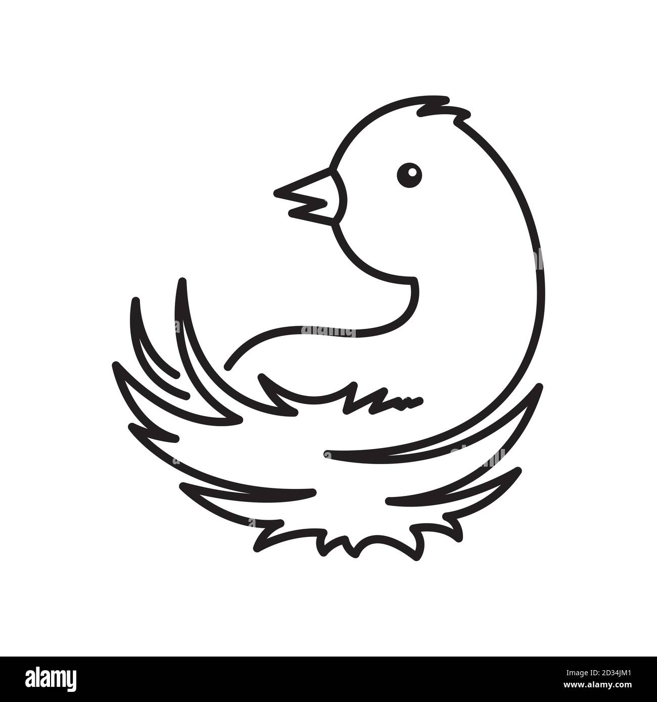 Vektorbild eines Vogels in einem Nest auf einem Weißer isolierter Hintergrund Stock Vektor