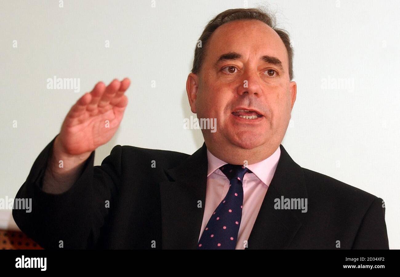 SNP-Chef Alex Salmond bei einem Network Rail-Treffen während der SNP-Parteikonferenz in Perth. Stockfoto