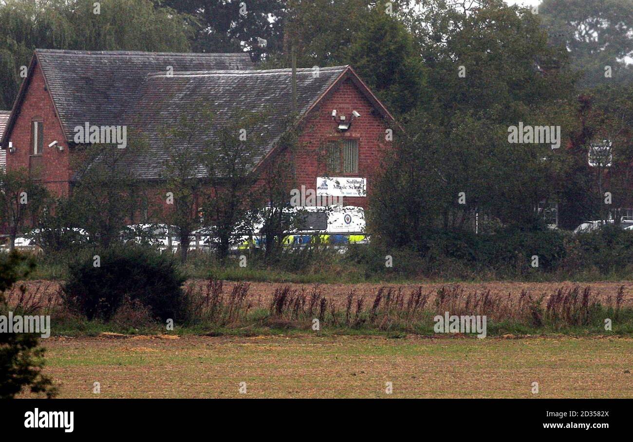 Woodhouse Farm in der Nähe von Solihull in den West Midlands. Die Polizei versperrte den Betrieb, der verdächtigt wird, der Ort eines neuen MKS-Ausbruchs zu sein. Stockfoto