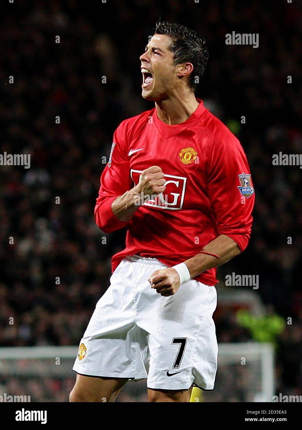 Cristiano Ronaldo von Manchester United feiert sein Ziel Stockfoto