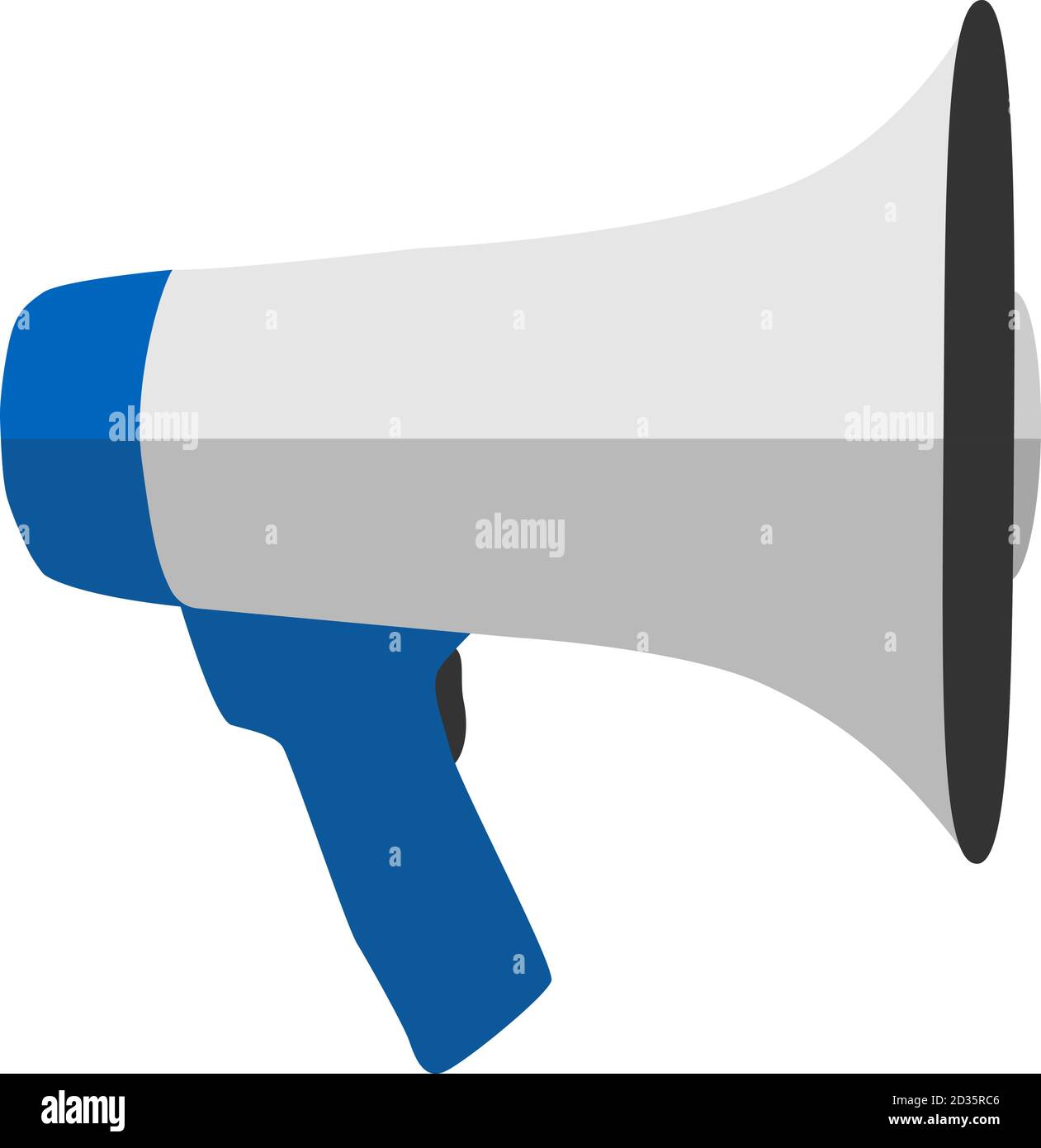 Flacher Megaphon- oder Bullhorn-Lautsprecher isoliert auf weißer Vektorgrafik Stock Vektor