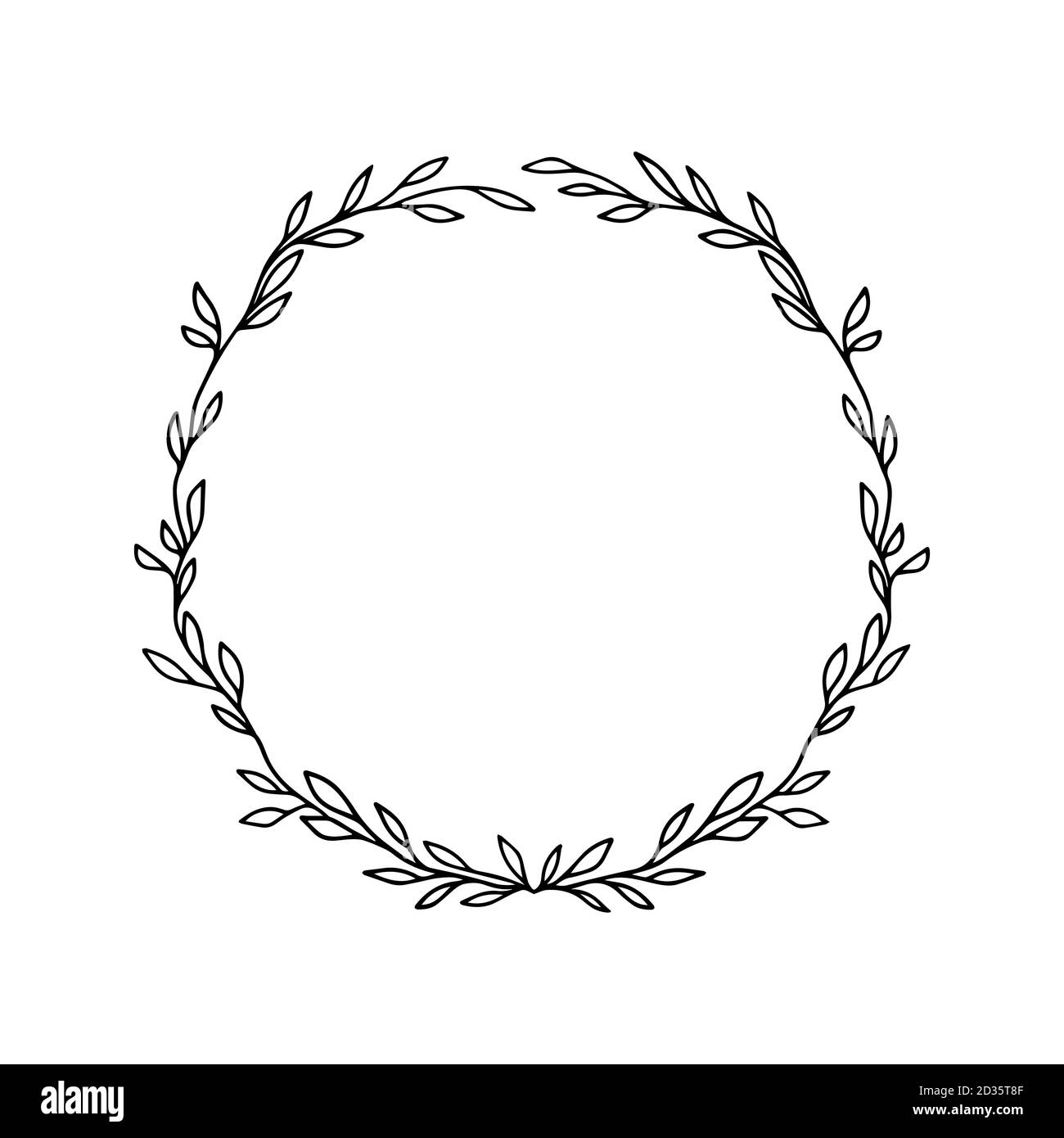 Handgezeichneter Vektor Blumenkranz. Tintenzeichnung. Grafik-Stil schöne Hochzeit Design Rahmen Element. Vektorgrafik Stock Vektor