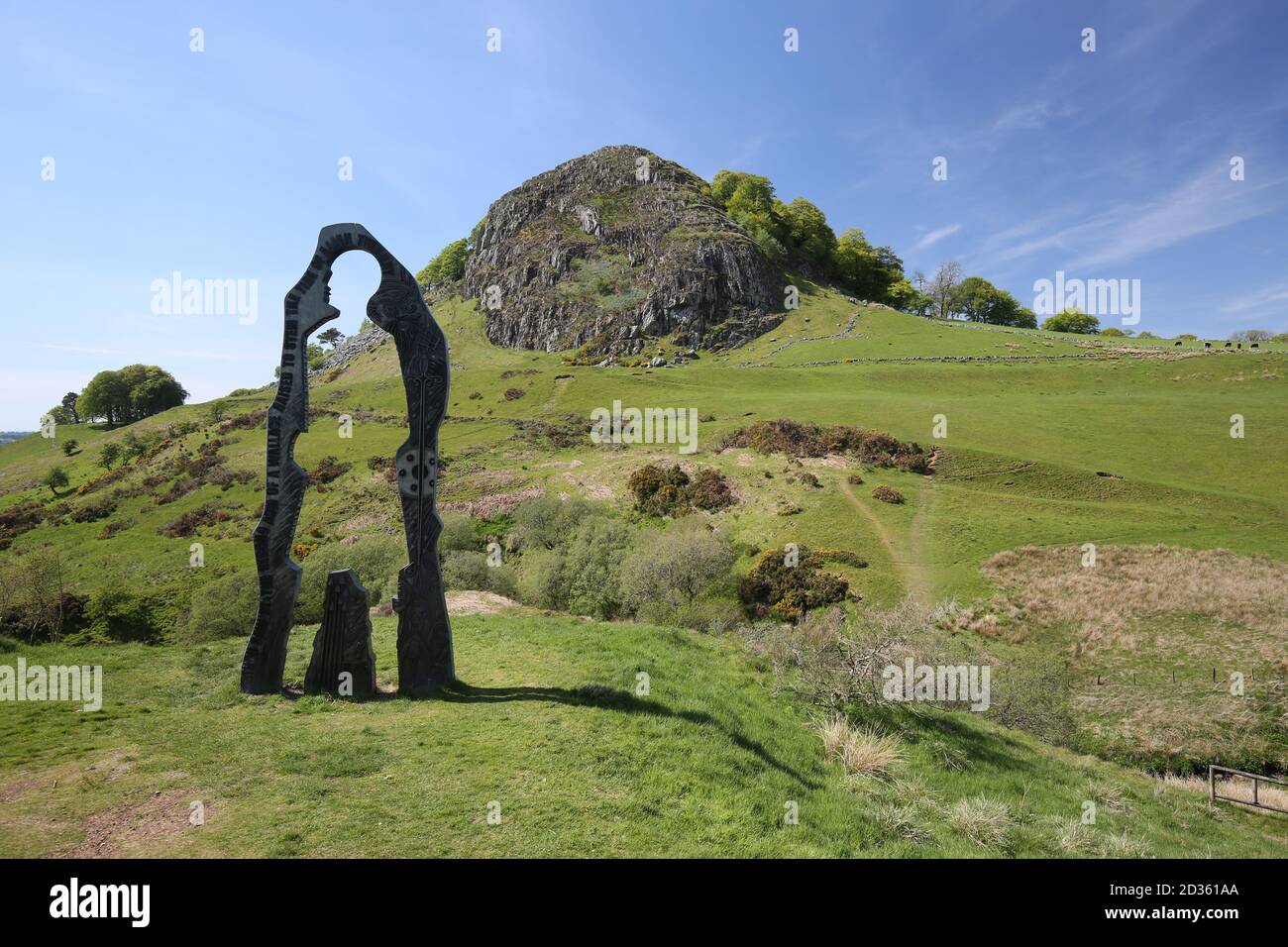 Loudoun Hill, East Ayrshire, Schottland, Großbritannien. Loudoun Hill, ist ein vulkanischer Stecker. Es befindet sich in der Nähe des Flusses Irvine, östlich von Darvel Stockfoto