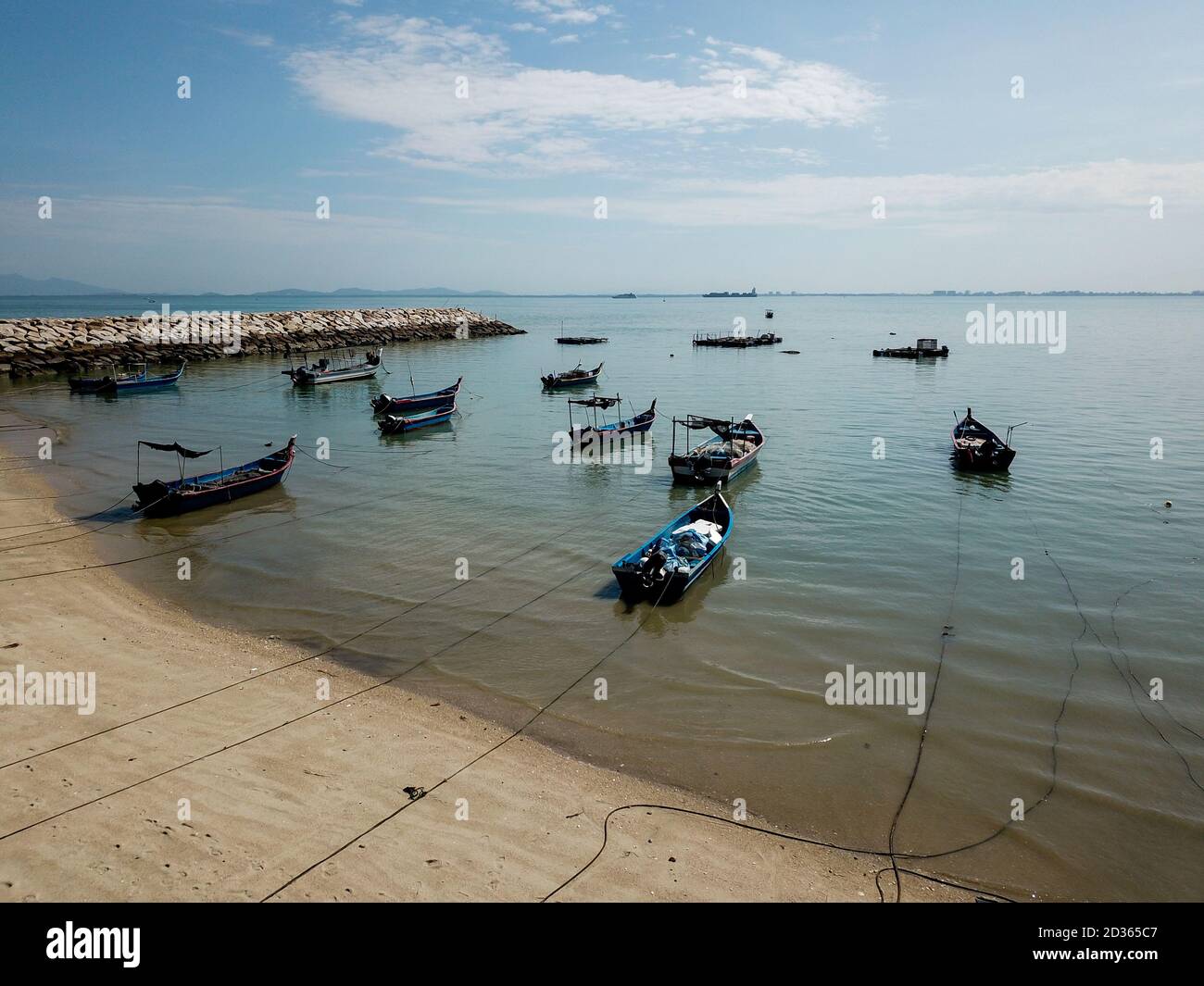 Georgetown, Penang/Malaysia - 28 2020. Februar: Anlegesteg für die Fischerei in Tanjung Tokong. Stockfoto