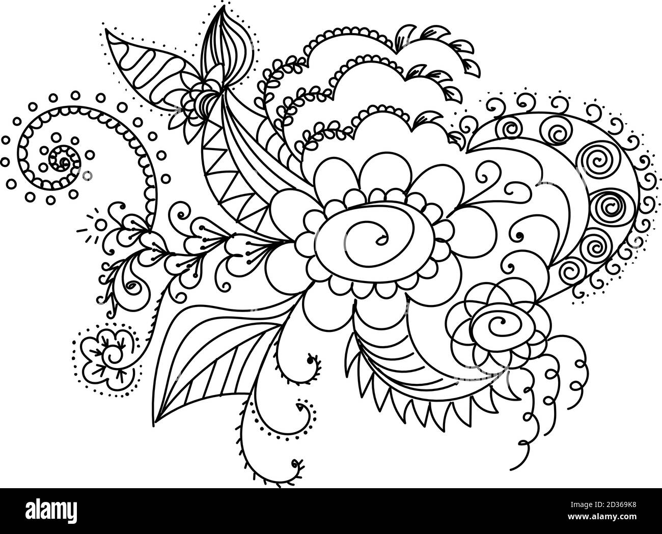 Weiße und schwarze Muster Mehendi Tattoo Stock Vektor