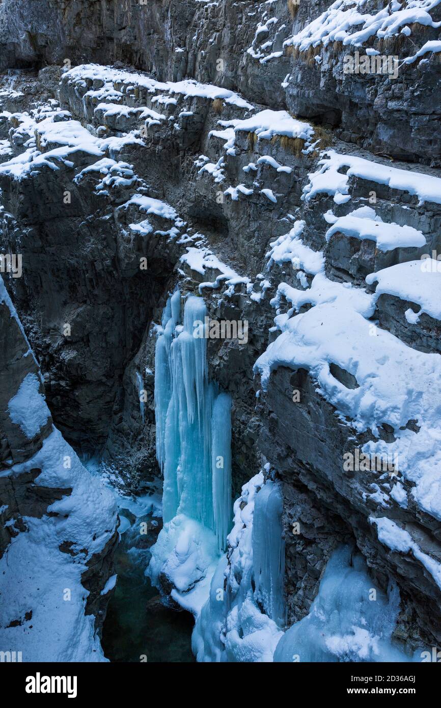 Breitachklamm, Felswand, vereist; Oberstdorf, Allgäu Stockfoto