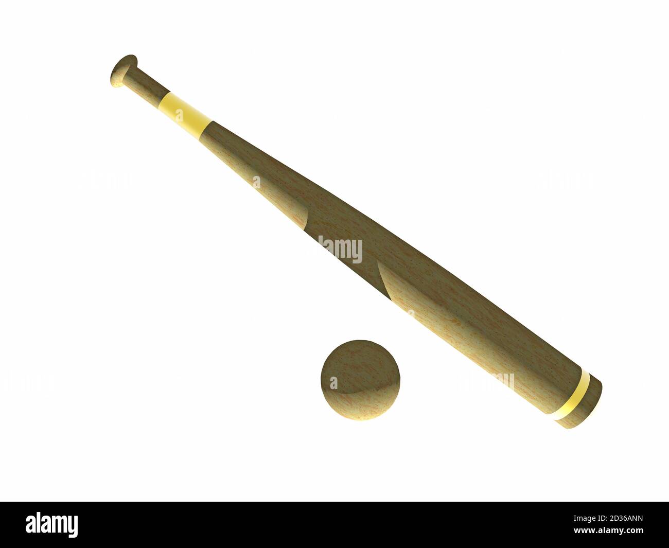 Baseball-Schläger aus Holz mit Ball Stockfoto
