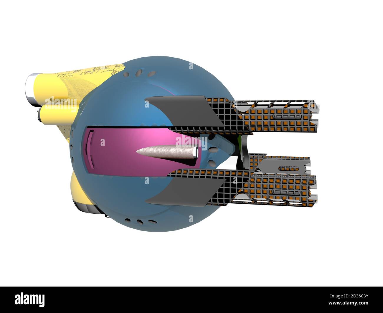 Raumstation und Raumschiff im Weltraum Stockfoto