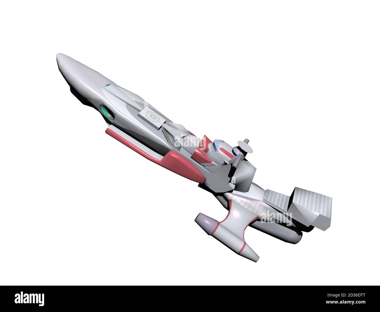 Spielzeug Raumschiff fliegt weg Stockfoto