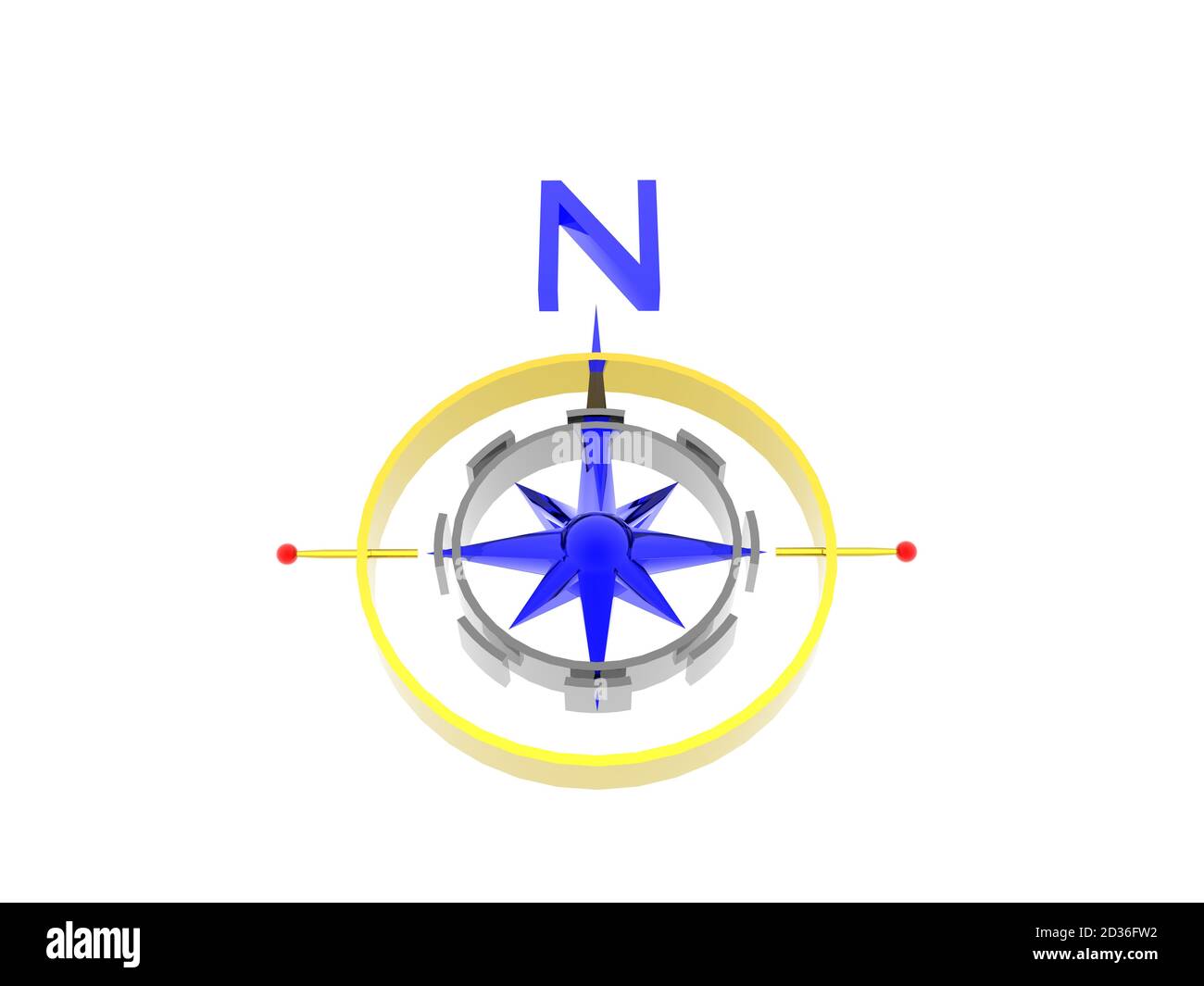 goldener Kompass mit Magnetnadel Stockfotografie - Alamy