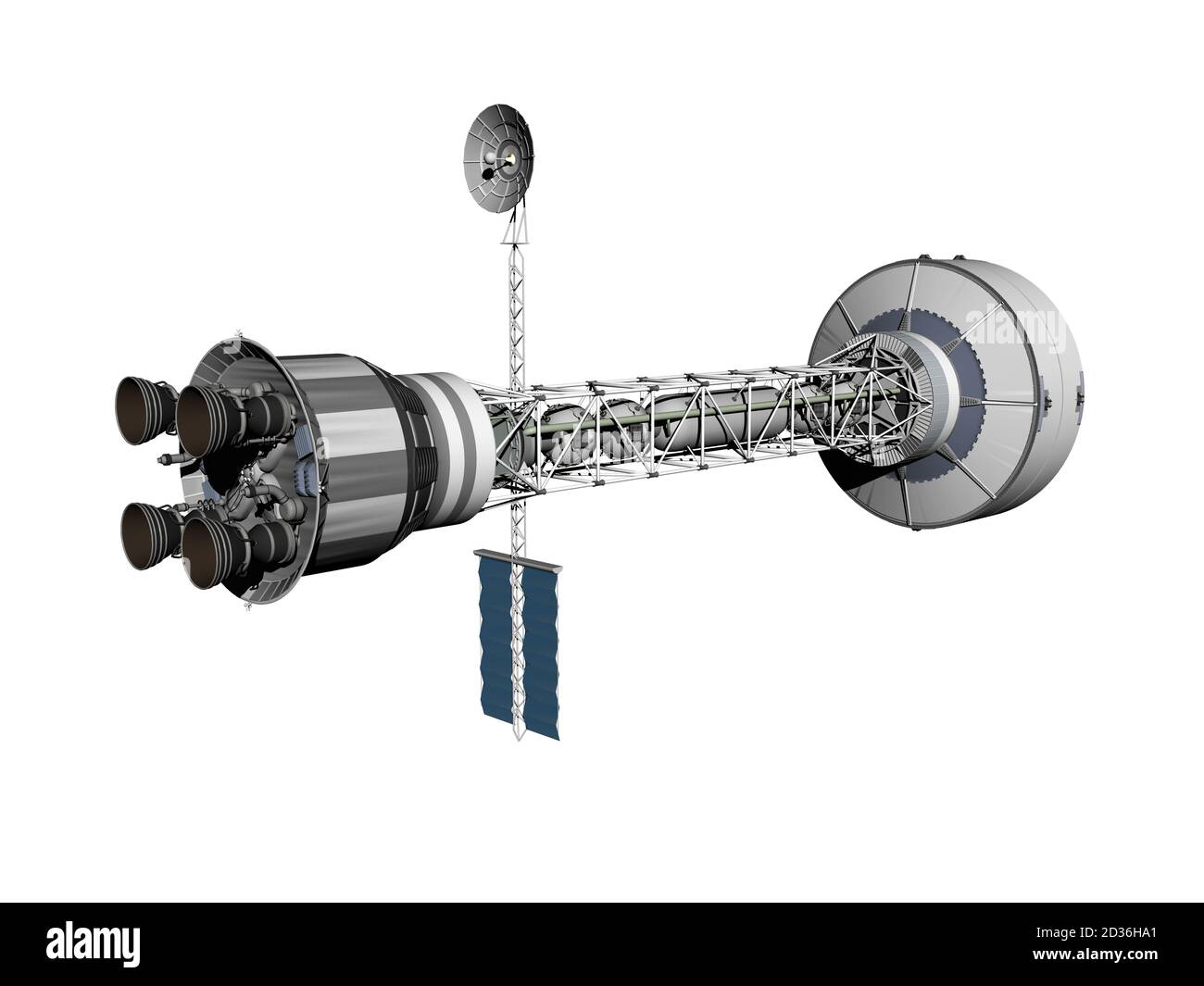 Raumschiff und Raumstation im Weltraum Stockfoto