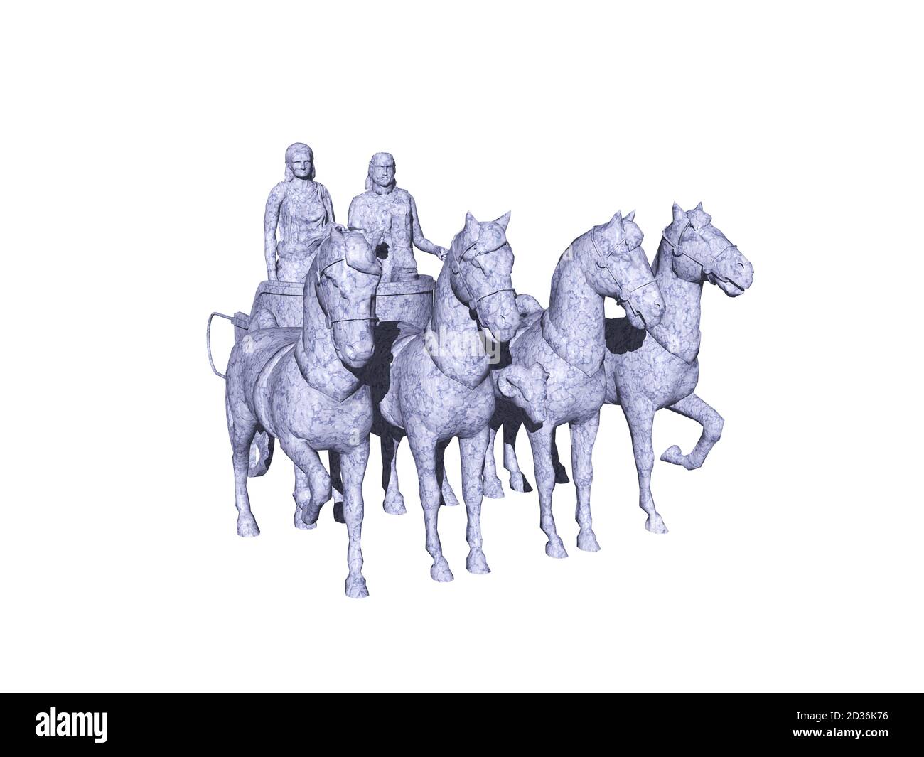 Quadriga mit Kutschenpferden und Reitern Stockfoto