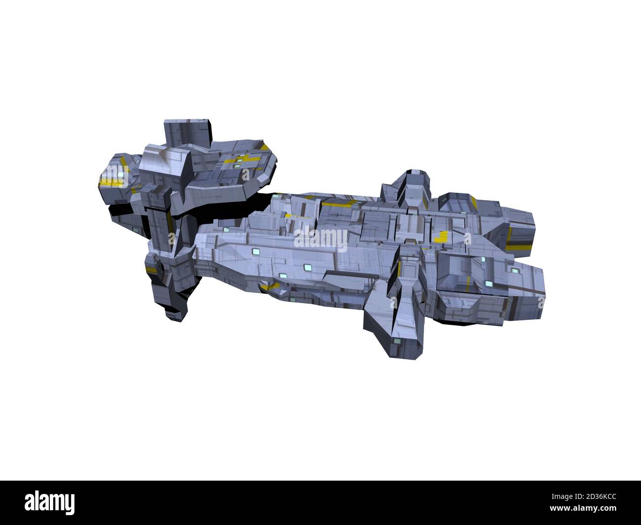 Futuristisches Raumschiff schwebt im Raum Stockfoto