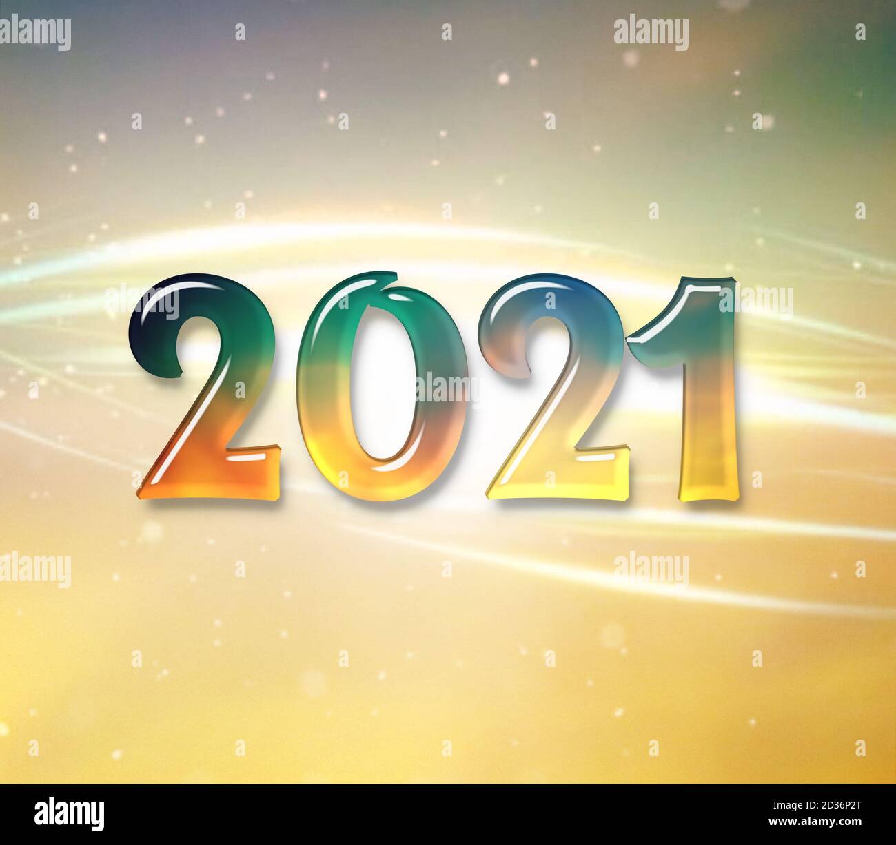 Banner volumetrische Zahlen 2021. Grußkarte für Winterurlaub. Modernes 2021-Logo. Stockfoto