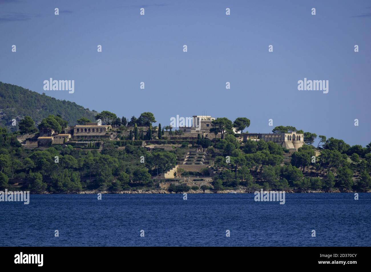 Puerto Pollensa, Mallorca, Spanien, sa Fortaleza mit der derzeit teuersten Immobilie der Welt. Wo der Nachtmanager gefilmt wurde. Stockfoto
