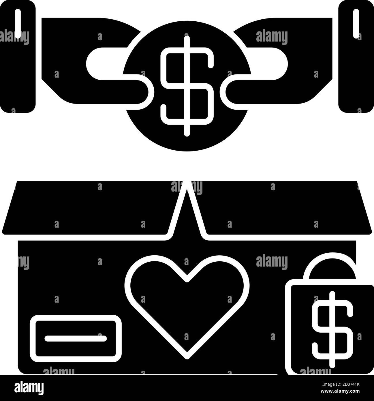 Charity Shop schwarzes Glyphen-Symbol Stock Vektor