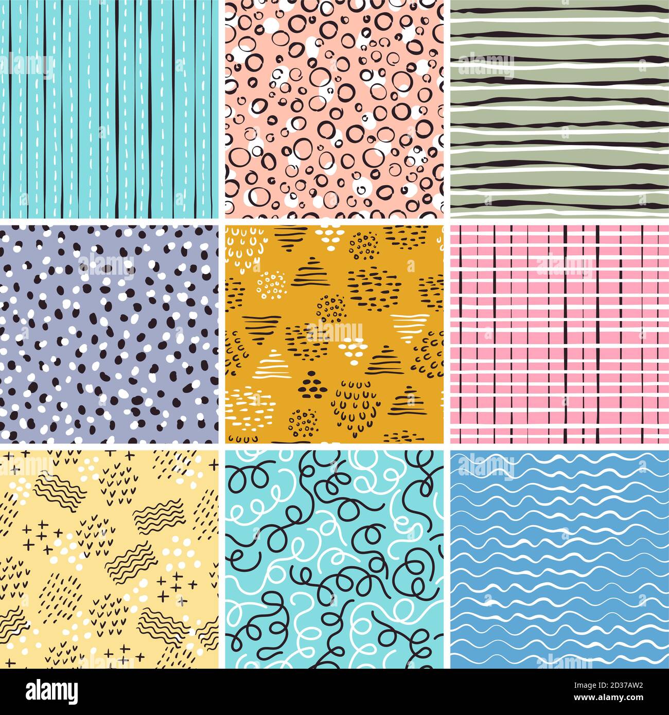Kindisches Muster. Einfache Linien abstrakte Formen doodles Streifen Vektor nahtlose textile Design-Projekte Stock Vektor