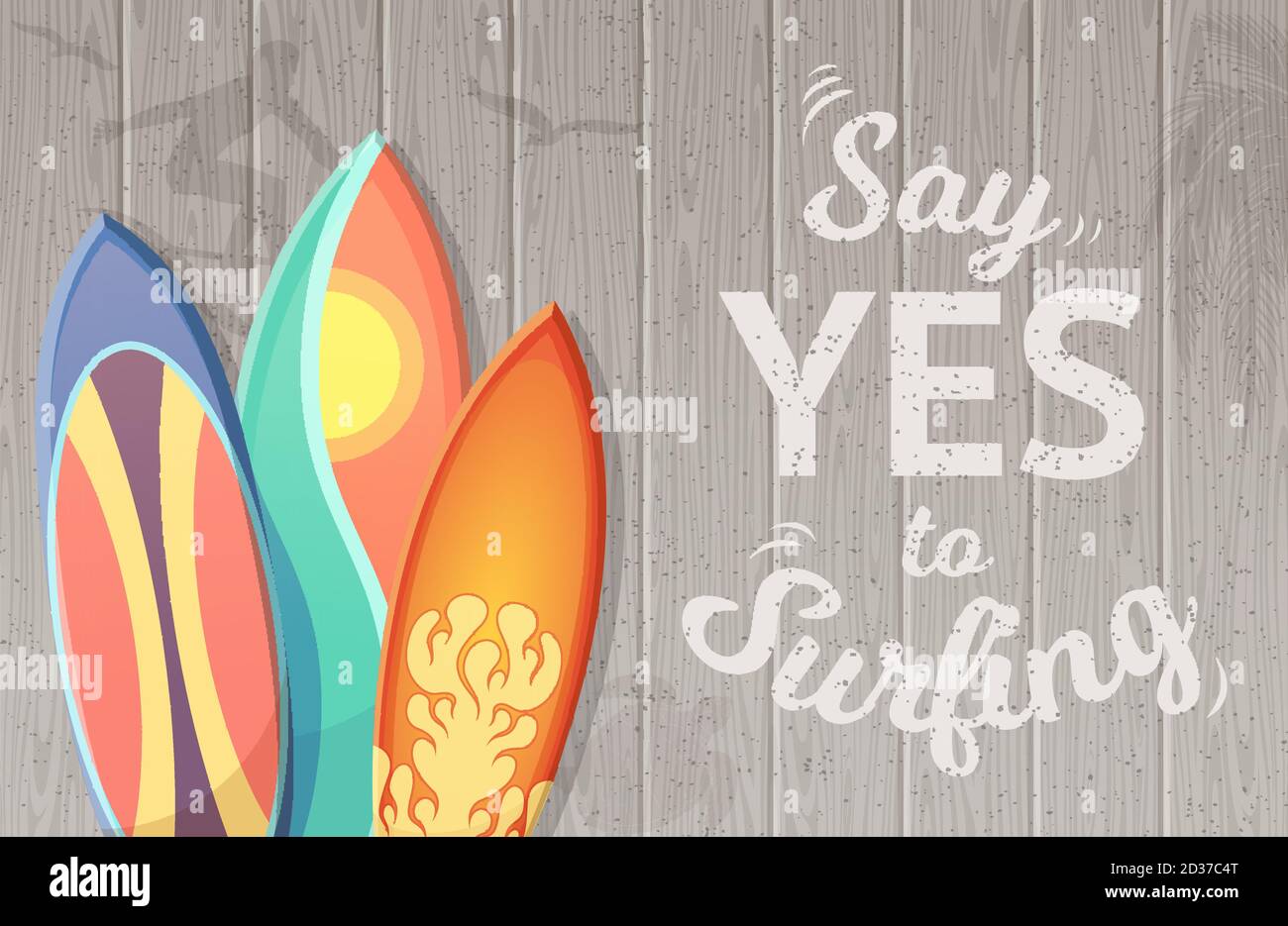 Sagen Sie ja zum Surfen Vektor Hintergrund mit Surfboards Stock Vektor
