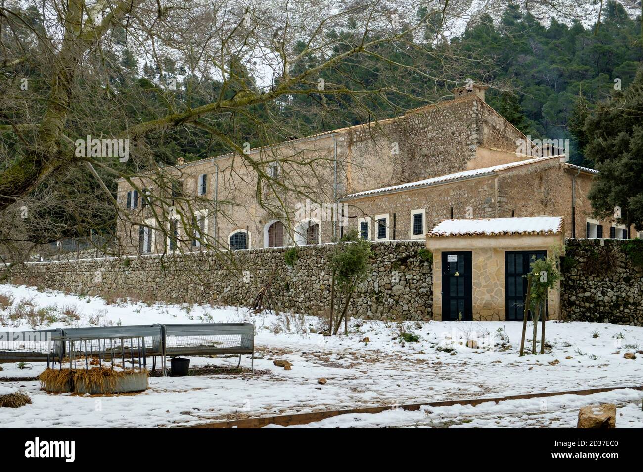 casas de Binifaldó, Centro de educación ambiental, Finca pública de Binifaldó, Escorca, Paraje natural de la Serra de Tramuntana, Mallorca, balearen i Stockfoto