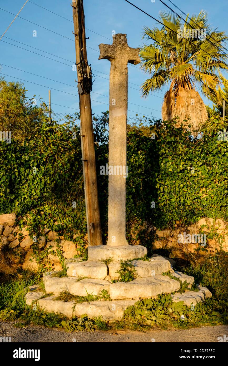 creu d’es Gegant, - creu dels Homes -, Llucmajor, Mallorca, balearen, Spanien Stockfoto