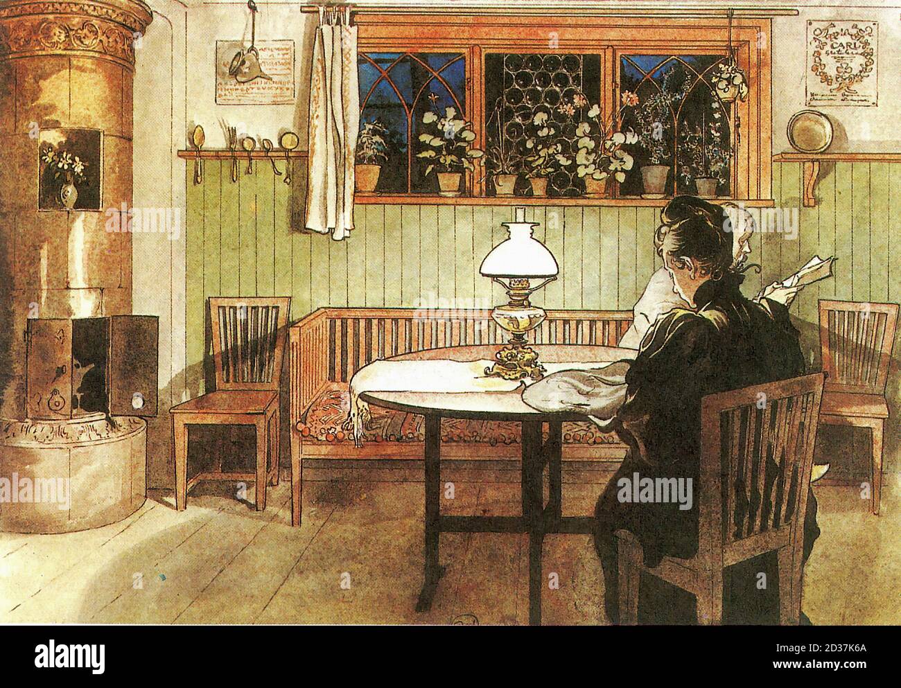Larsson Carl - zu Hause - Wenn die Kinder haben Gone to Bed - Schwedische Schule - 19. Jahrhundert Stockfoto