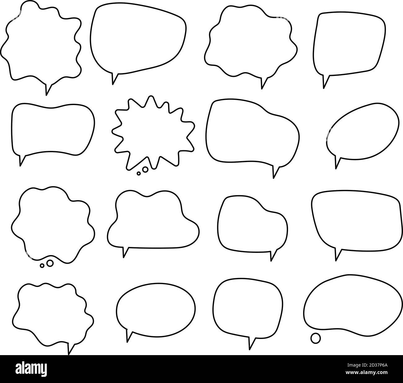 Lineare Sprechblasen. Schreiben Sie runde Formen für Comic-Magazin Bubble Talk Vektor-Sammlung Stock Vektor
