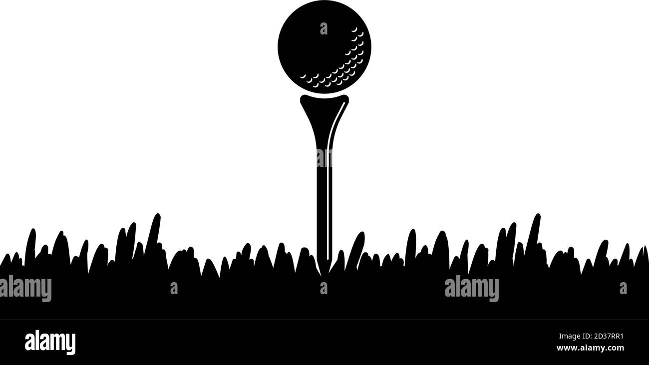 Golfball sitzt auf Golf Tee auf Gras in Vektor Stock Vektor