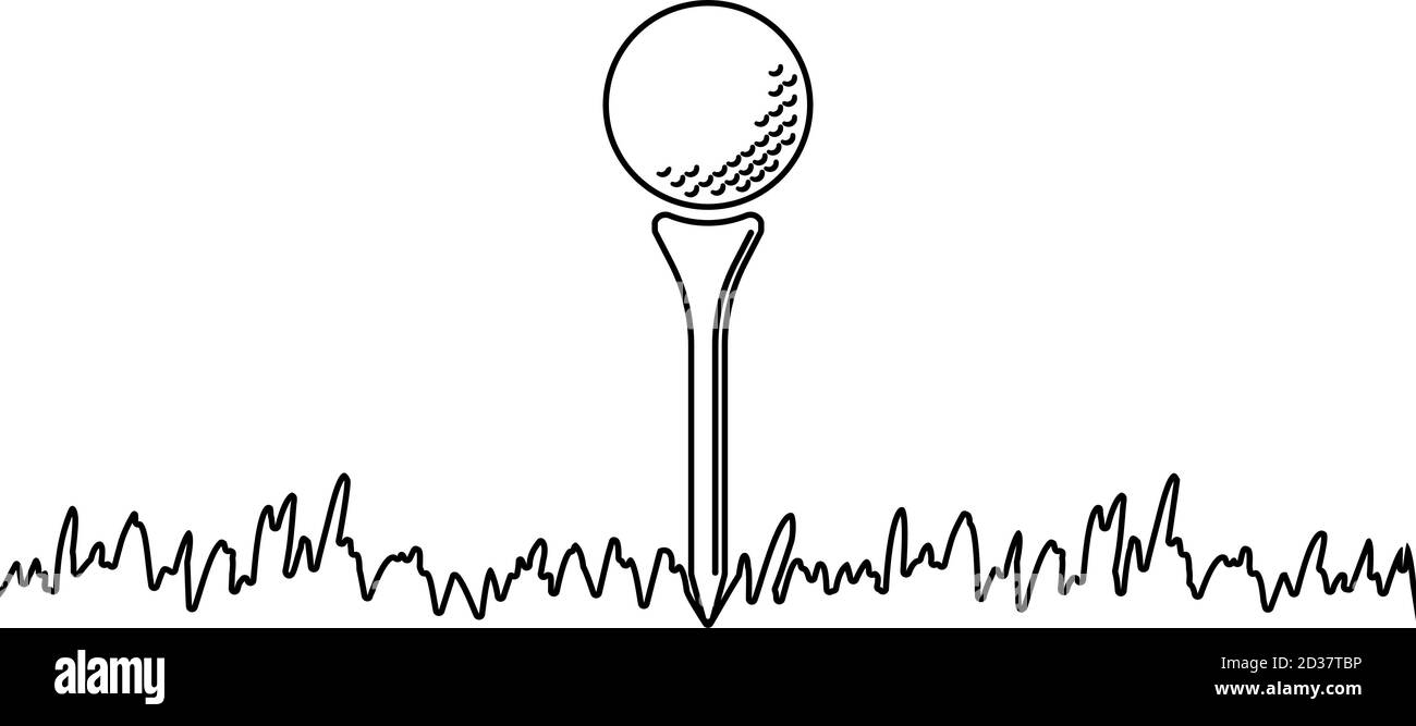 Golfball sitzt auf Golf Tee auf Gras in Vektor Stock Vektor