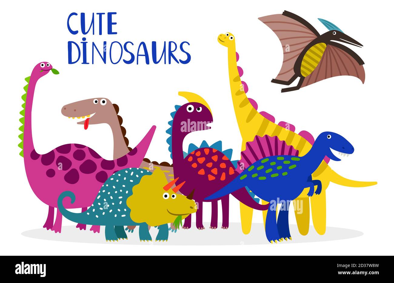 Cartoon Dinosaurier Vektor-Sammlung auf weißem Hintergrund isoliert Stock Vektor