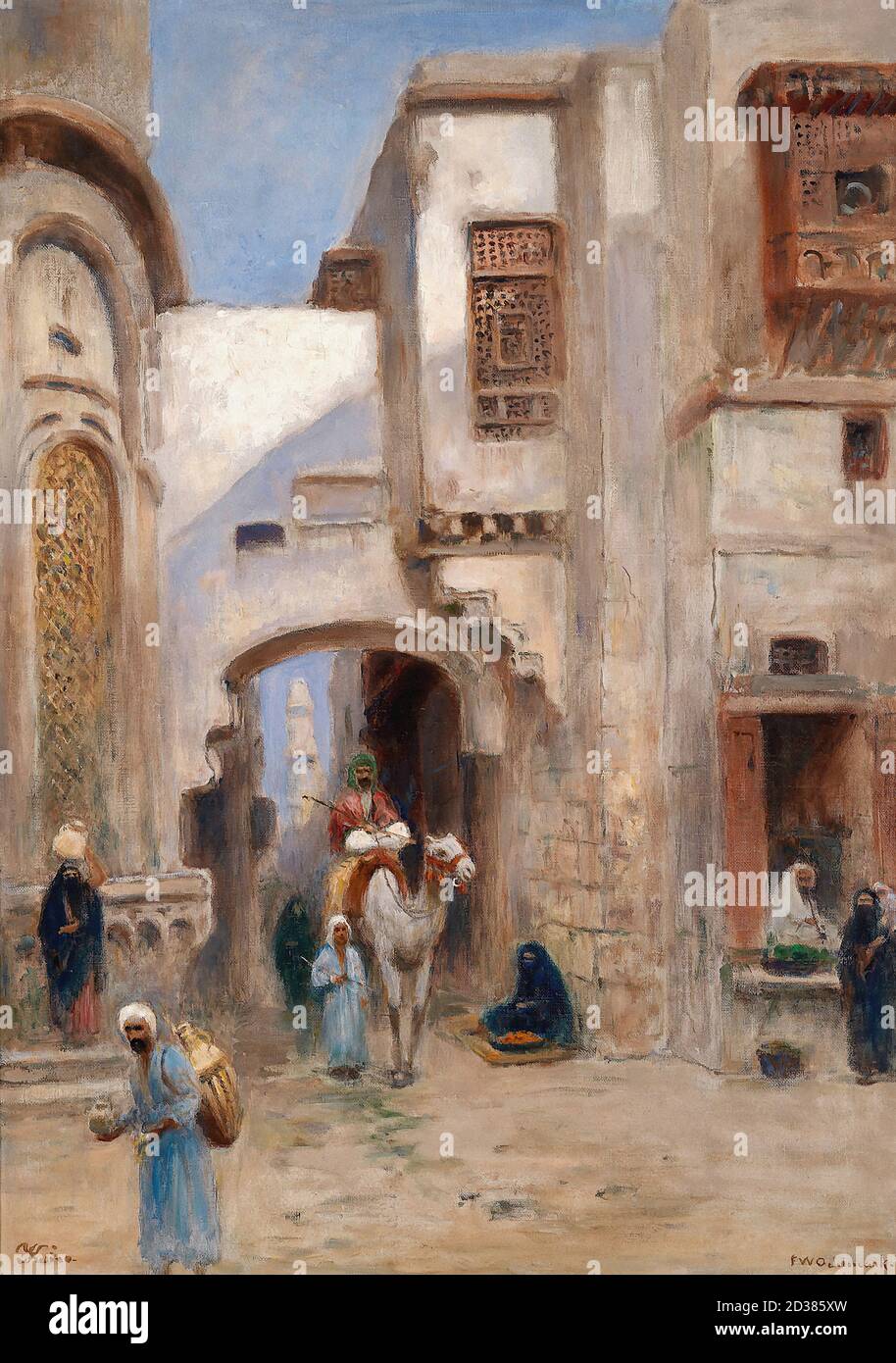 Odelmark Frans Wilhelm - Straßenszene in Kairo - Schwedisch Schule - 19. Jahrhundert Stockfoto