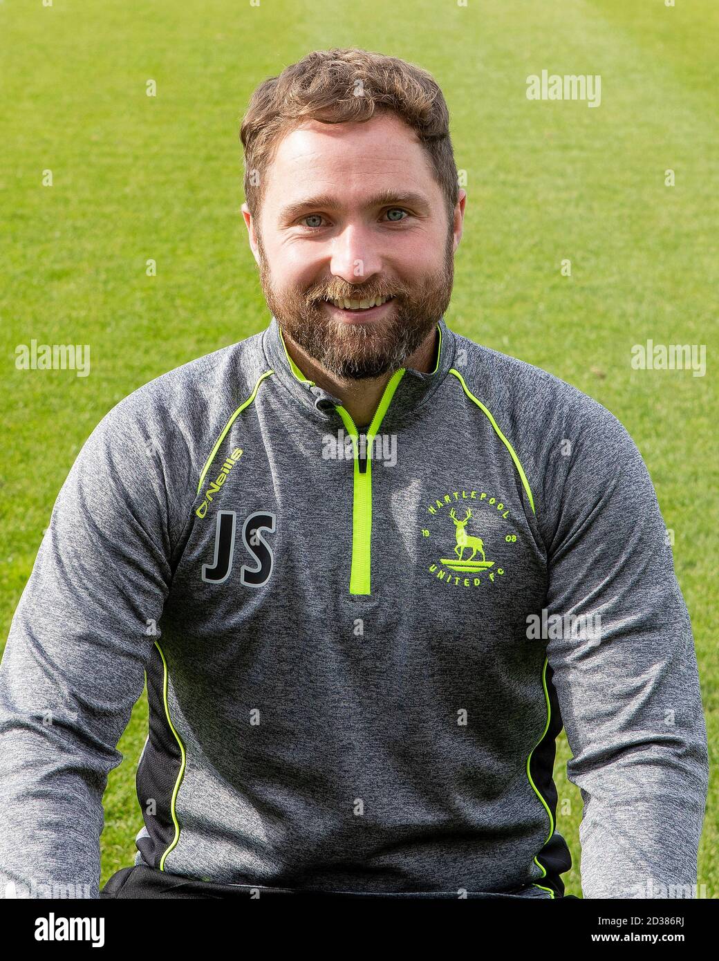 Hartlepool, County Durham, Großbritannien. Oktober 2020. Jake Simpson The Haed of Sports Science während der Hartlepool United 1. Team Squad Fotocall im Victoria Park, Hartlepool am Mittwoch, 7. Oktober 2020 (Credit: Mark Fletcher) Credit: MI News & Sport /Alamy Live News Stockfoto