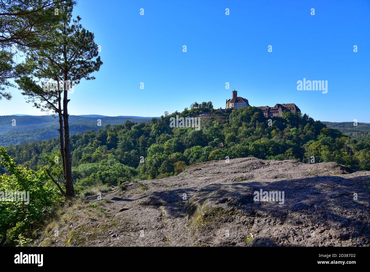 Blick von Metilstein auf die Wartburg bei Eisenach in Thüringen, Deutschland, Europa Stockfoto