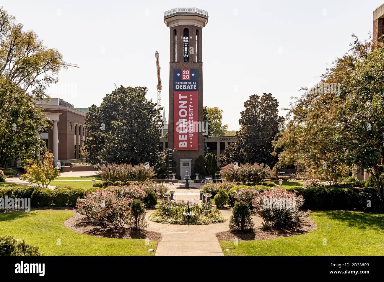 Nashville, Tennessee, USA, 7. Oktober 2020 Präsident Donald Trump und der ehemalige Vizepräsident Joe Biden werden ihre dritte und letzte Debatte in Nashville, Tennessee im Curb Event Center der Belmont University haben. Quelle: Sayre Berman/Alamy Live News Stockfoto