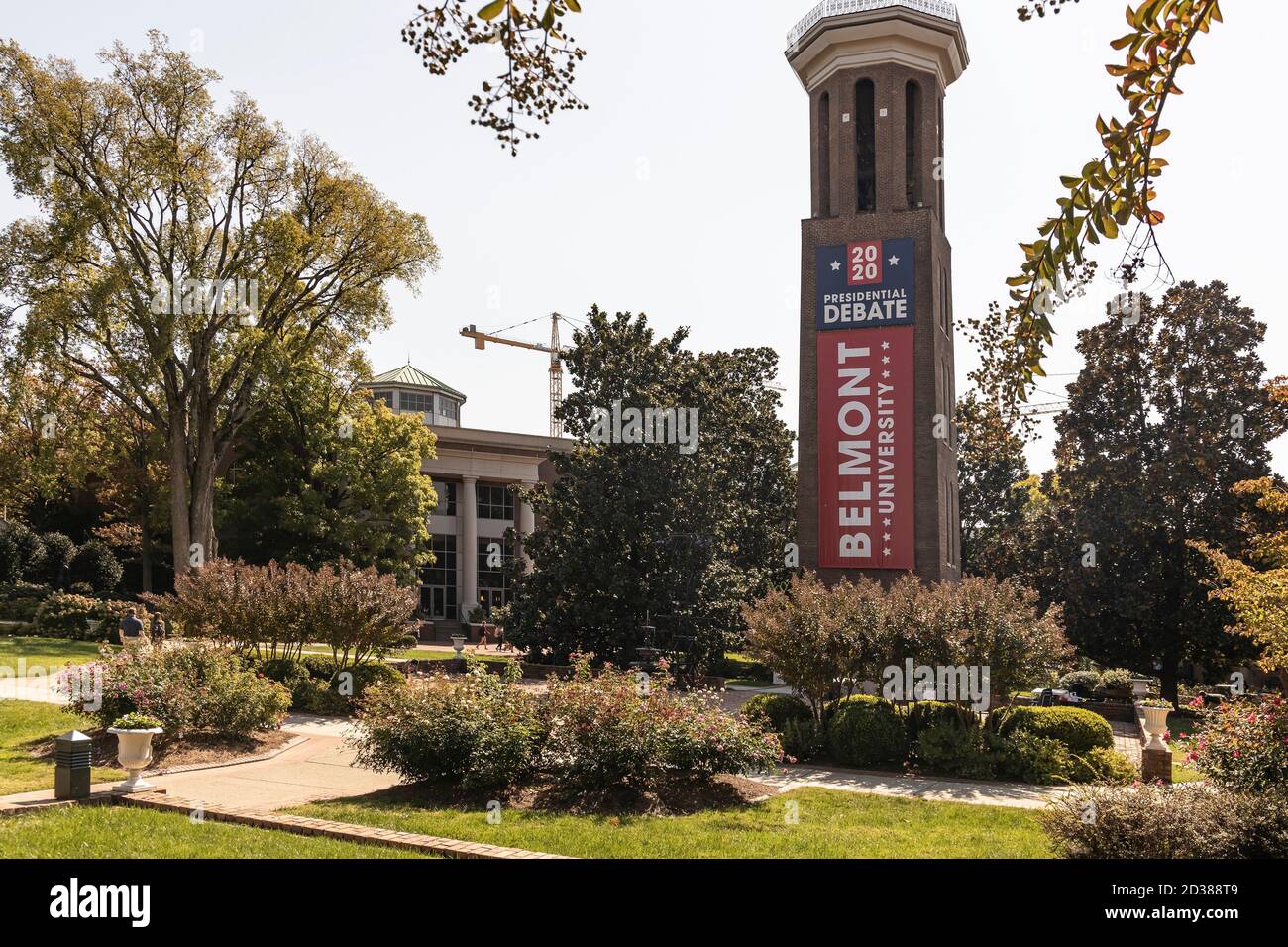Nashville, Tennessee, USA, 7. Oktober 2020 Präsident Donald Trump und der ehemalige Vizepräsident Joe Biden werden ihre dritte und letzte Debatte in Nashville, Tennessee im Curb Event Center der Belmont University haben. Quelle: Sayre Berman/Alamy Live News Stockfoto