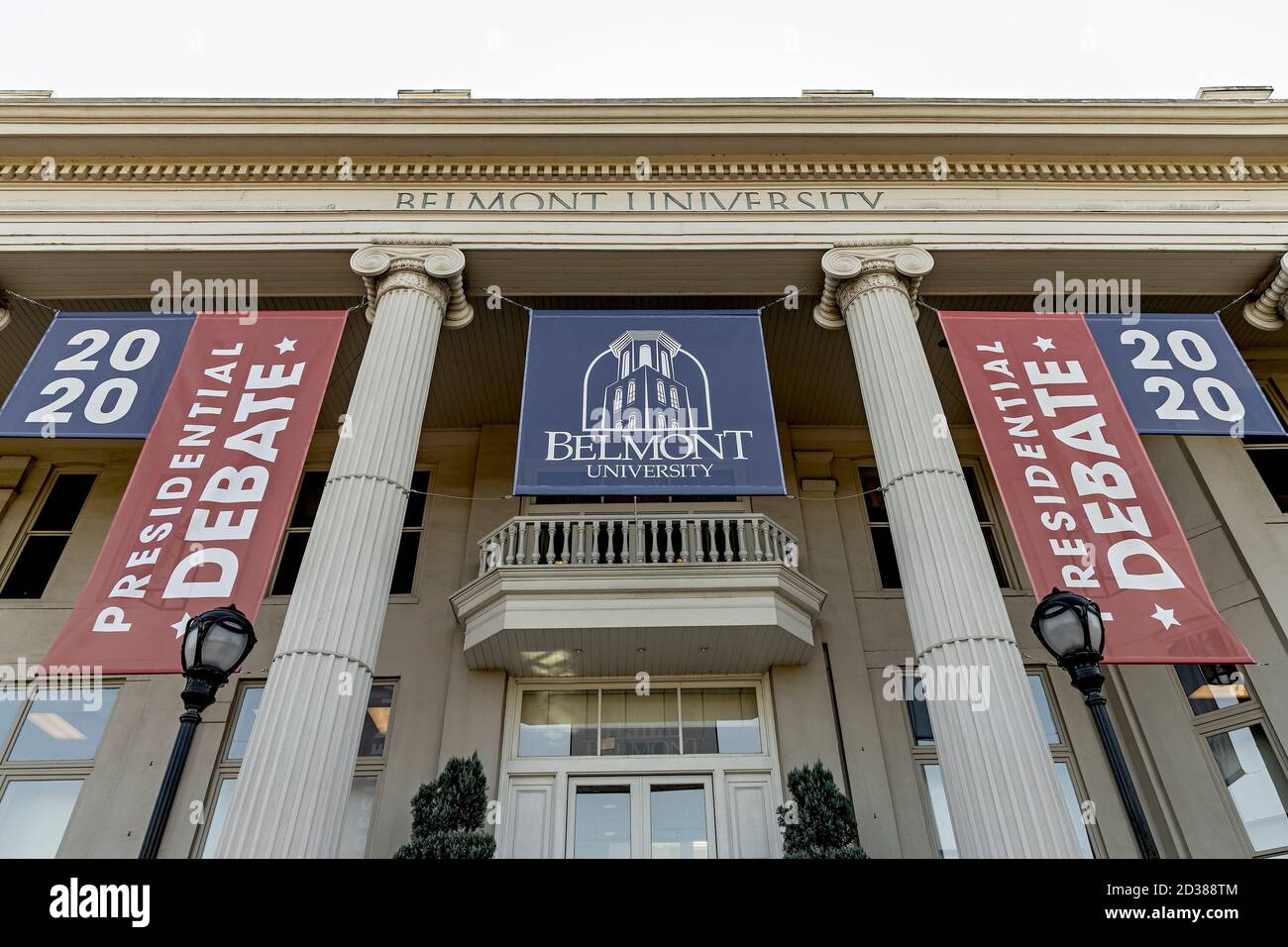 Nashville, Tennessee, USA, 7. Oktober 2020 Präsident Donald Trump und der ehemalige Vizepräsident Joe Biden werden ihre dritte und letzte Debatte in Nashville, Tennessee im Curb Event Center der Belmont University haben. Quelle: Sayre Berman/Alamy Live News Stockfoto