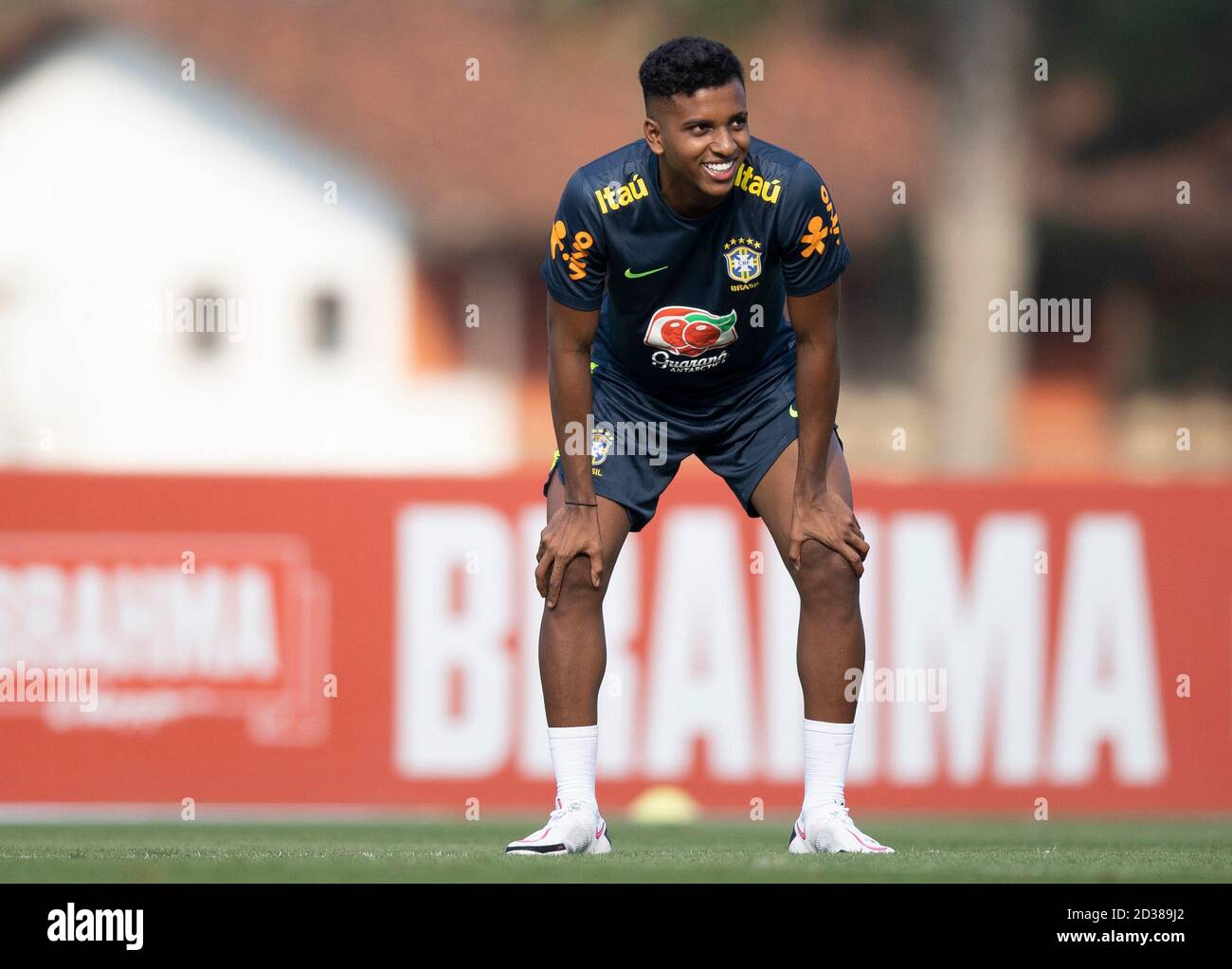 7. Oktober 2020; Granja Comary, Teresopolis, Rio de Janeiro, Brasilien; Qatar 2022 Qualifiers; Rodrygo von Brasilien während der Trainingseinheit Stockfoto