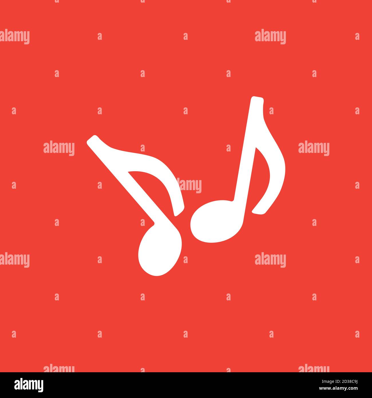 Musiknotiz-Symbol Auf Rotem Hintergrund. Rote Flache Vektorgrafik. Stock Vektor