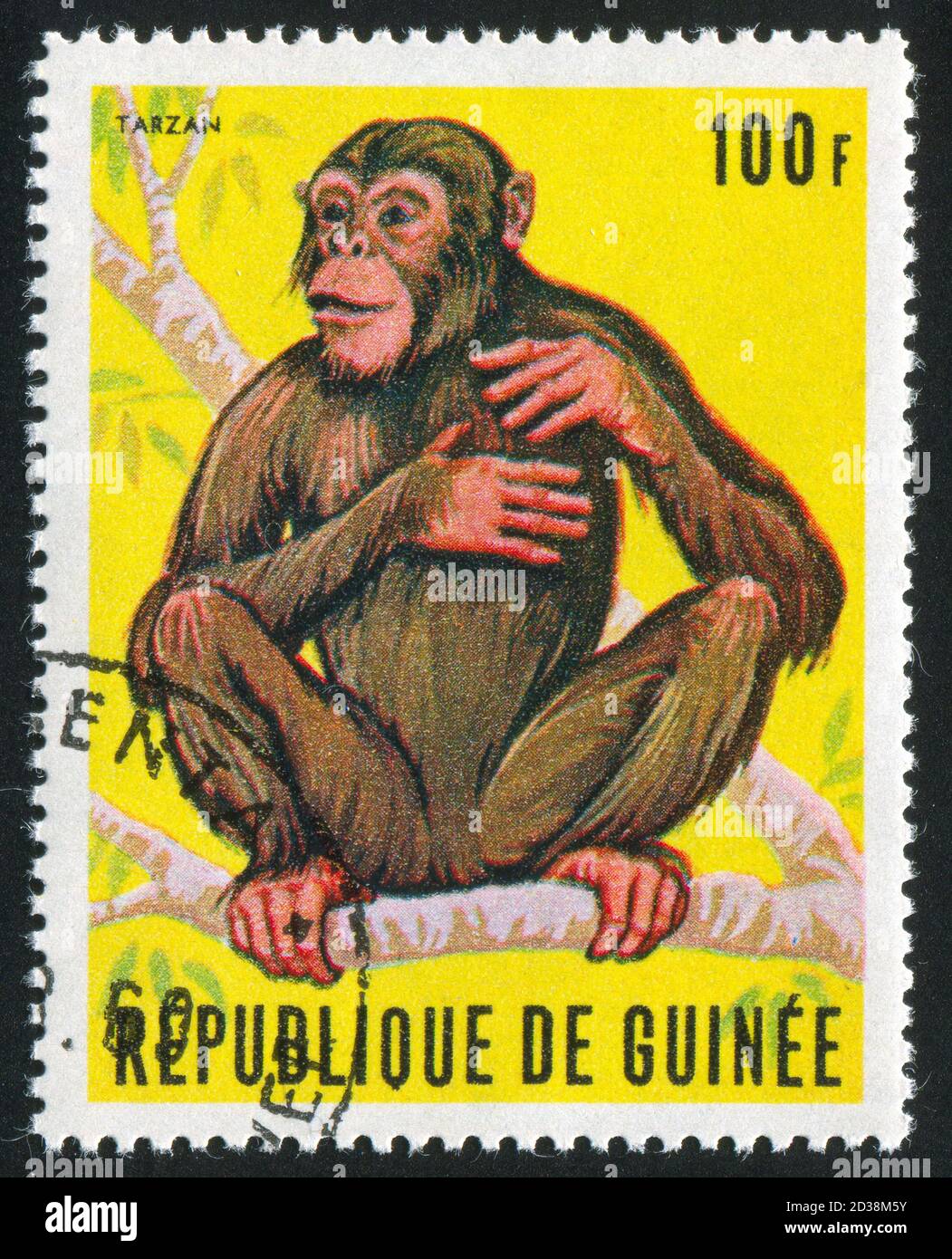GUINEA - UM 1969: Briefmarke gedruckt von Guinea, zeigt Affe, um 1969. Stockfoto