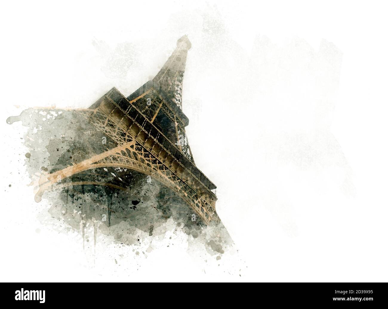 Eiffelturm in Paris, Aquarelltechnik Stockfoto