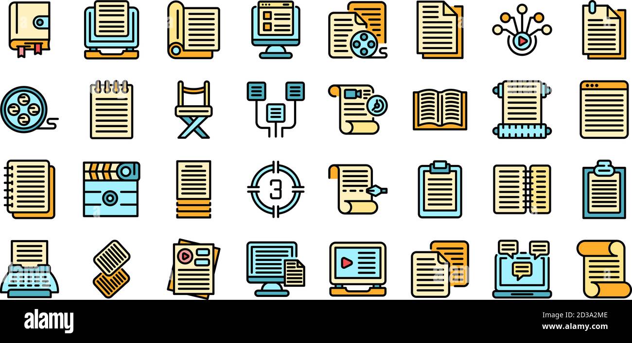 Szenariosymbole setzen Vektor flach Stock Vektor