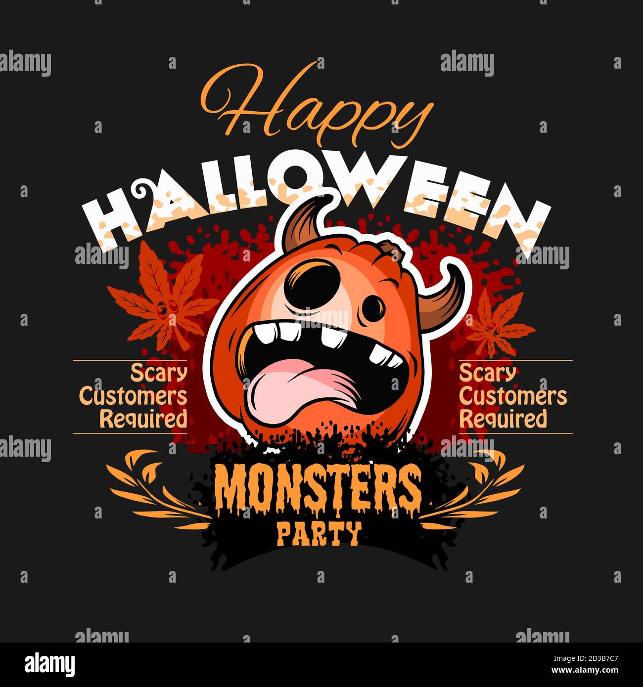 Halloween Party Design Vorlage mit Kürbis, lustiges Gesicht. Stock Vektor
