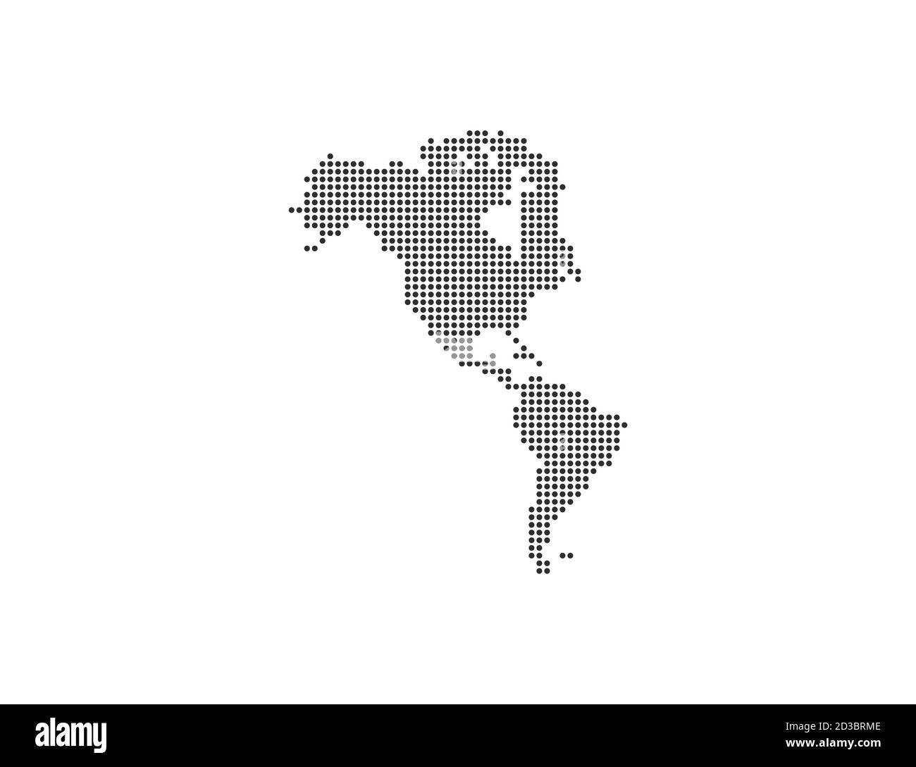 Nord-, Südamerika, Kontinent, gepunktete Karte auf weißem Hintergrund. Vektorgrafik. Stock Vektor